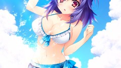 Anime Beaches short hair cleavage bikini panties