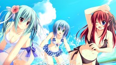 Anime Beaches skies cleavage bikini