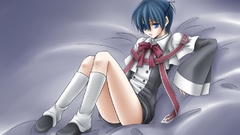 Anime beds bows legs blue hair blue eyes tights kuroshitsuji 