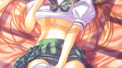 Anime beds skirts blush anime girls blue eyes lying down 