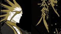 Anime black background bleach kanji Zaraki Kenpachi eyepatch 