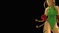 Anime black background blondes anime girls cammy bikini street 