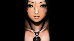 Anime black background faces