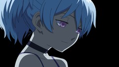 Anime black background yin darker than black purple eyes