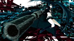 Anime black rock shooter black hair twintails