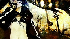 Anime black rock shooter heterochromia black hair