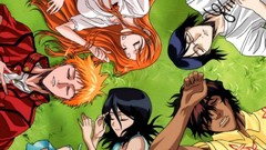 Anime bleach kurosaki ichigo inoue orihime kuchiki rukia lying 