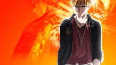 Anime bleach kurosaki ichigo orange background orange hair