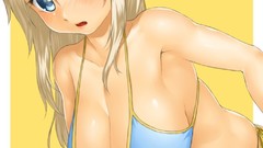 Anime blondes anime girls blue eyes standing bikini artwork 