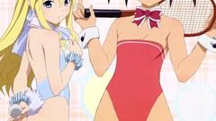 Anime blondes anime girls blue eyes thigh highs bodysuits bunny 
