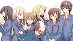 Anime blondes anime girls brown eyes brunettes school uniforms 