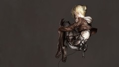 Anime blondes anime girls closed eyes brown background shingeki 