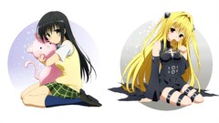 Anime blondes anime girls school uniforms yellow eyes black 