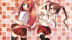 Anime blondes big eyes anime girls brunettes boobs