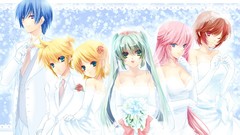 Anime blondes blue hair blue eyes hatsune miku vocaloid 