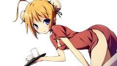 Anime blondes blush anime girls blue eyes waitress mayo chiki 