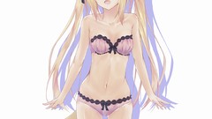 Anime blondes long hair anime girls bra cat ears tails panties 
