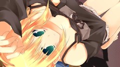 Anime blondes skirts anime girls blue eyes