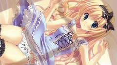 Anime blondes skirts blush anime girls blue eyes panties hair 