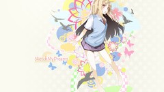 Anime blondes skirts blush long hair barefoot anime girls brown 