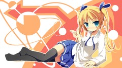 Anime blondes skirts long hair anime girls blue eyes school 