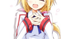 Anime blondes smiling long hair anime girls closed eyes 