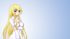 Anime blue background blouse blondes long hair anime girls blue 