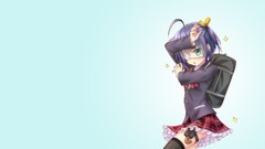 Anime blue background blue hair anime girls blue eyes school 