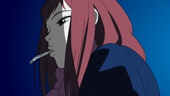 Anime blue background Cigarettes redheads Simple Background 