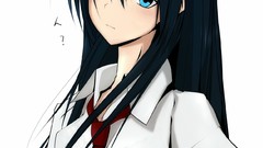 Anime blue eyes beelzebub black hair white shirt Kunieida AoI 