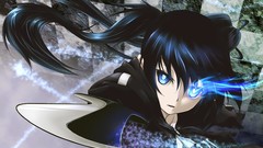 Anime blue eyes black rock shooter black hair