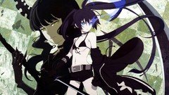 Anime blue eyes green eyes black rock shooter black hair Dead 