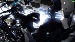 Anime blue eyes green eyes black rock shooter black hair Dead 