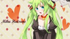 Anime blue eyes hatsune miku vocaloid green hair animal ears 