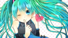 Anime blue eyes hatsune miku vocaloid wink twintails aqua hair