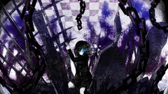 Anime blue eyes short hair black rock shooter seifuku black hair