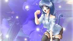 Anime blue hair anime girls animal ears