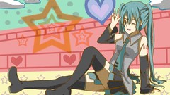 Anime blue hair anime girls blue eyes hatsune miku vocaloid wink