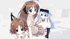 Anime blue hair anime girls brunettes