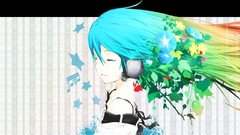 Anime blue hair anime girls closed eyes hatsune miku vocaloid 