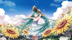 Anime blue hair anime girls hatsune miku vocaloid twintails 