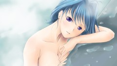 Anime blue hair anime girls purple eyes nude