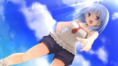 Anime blue hair anime girls short hair game cg visual novels 