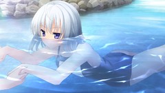 Anime blue hair anime girls short hair game cg visual novels 