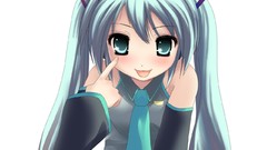 Anime blue hair blue eyes hatsune miku vocaloid twintails 