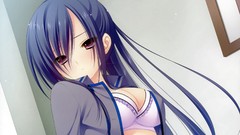 Anime blue hair long hair