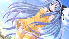 Anime blue hair long hair anime girls blue eyes hair bow hair 