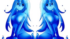 Anime blue hair long hair anime girls blue eyes monster girls