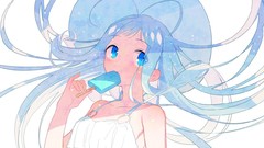 Anime blue hair long hair anime girls blue eyes touwa erio 