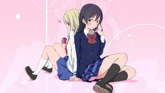 Anime blush anime girls blue eyes brown eyes school uniforms 